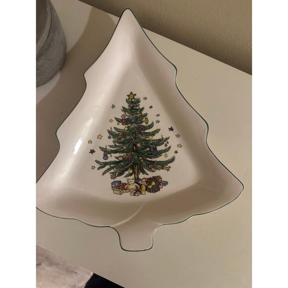 Nikko Christmastime Tree plate Japan VTG 80s Dinnerware Happy Holidays 11.5 x 10 - Picture 2 of 5